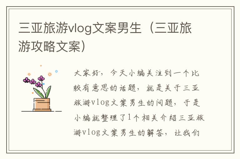 三亚旅游vlog文案男生（三亚旅游攻略文案）